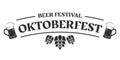 Oktoberfest text banner design. Bavarian Beer festival logo or emblem. October fest typography template with beer mugs and malt Royalty Free Stock Photo